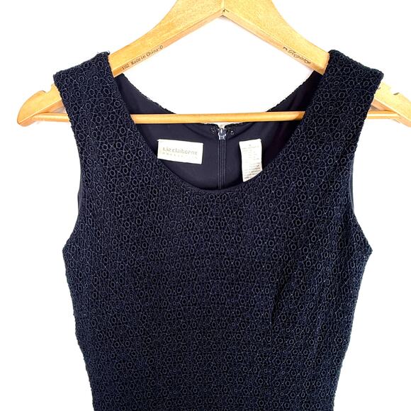 Liz Claiborne Collection Navy Eyelet Sheath Dress 6 - Picture 6 of 9